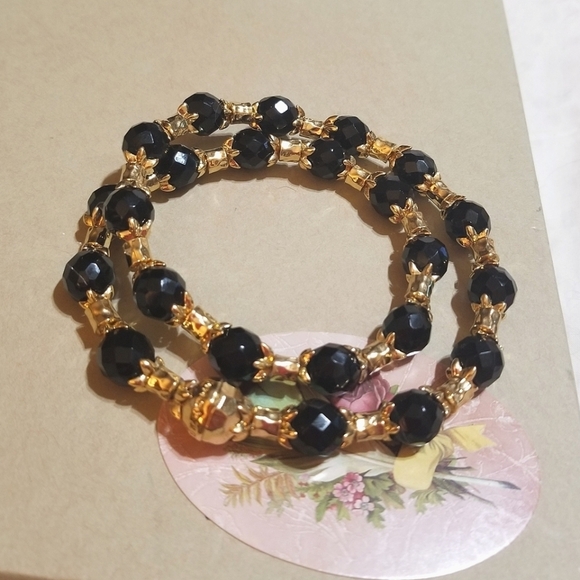 MINT! St JOHN Black Crystal Gold Plated Necklace - Picture 3 of 8